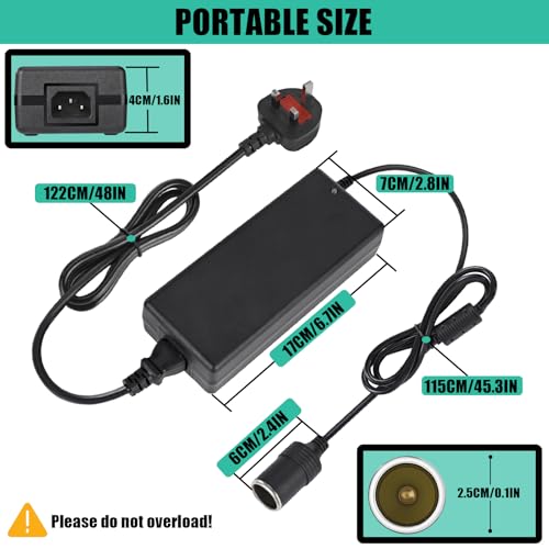 AC to DC Converter, 100V ~ 240V to 12V 15A 180W, Car Cigarette Lighter Socket AC/DC Power Supply Adapter Transformer for Tire Inflator, Car Refrigerator, Car Vacuum Cleaner, and Other Car Devices - Medaid International
