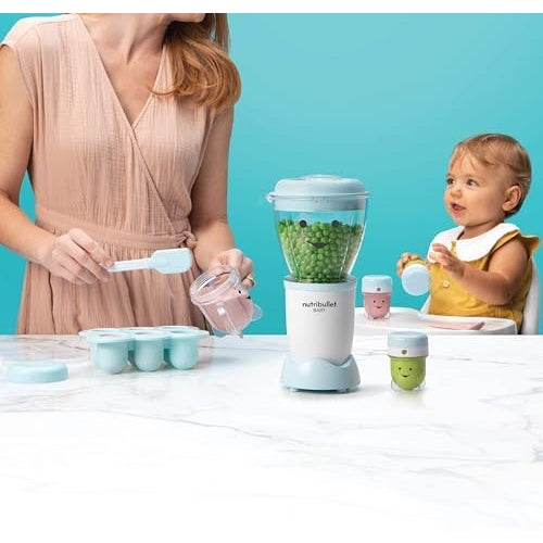 NutriBullet Baby 200 Watts, 18 Piece Set, Baby Care System, Multi-Function High Speed Blender, Mixer System With Nutrient Extractor, Smoothie Maker, Blue , BB-101B , "1 year Warranty" - Medaid