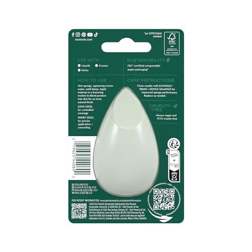 EcoTools Blurring Blender Makeup Sponge, Makeup Blending Sponge For Blurred Skin, For Liquid & Cream Foundation, Cloud Coverage Memory Foam, Eco Friendly, Latex Free, Cruelty-Free & Vegan 1 Count - Medaid International