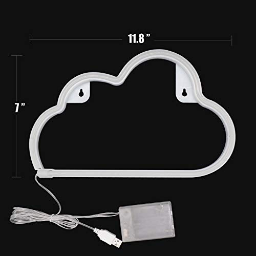 Dyc - Cloud Shaped Warm White Neon Sign, USB/Battery Operated Night Light