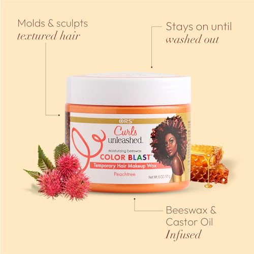 Curls Unleashed Color Blast, Peachtree Temporary Color Wax, Infused with Beeswax & Castor Oil (6.0 oz) - Medaid International