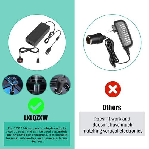 AC to DC Converter, 100V ~ 240V to 12V 15A 180W, Car Cigarette Lighter Socket AC/DC Power Supply Adapter Transformer for Tire Inflator, Car Refrigerator, Car Vacuum Cleaner, and Other Car Devices - Medaid International