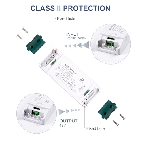 DUSKTEC - 12V 30W LED Driver Transformer for LED Strip Lights and Bulbs
