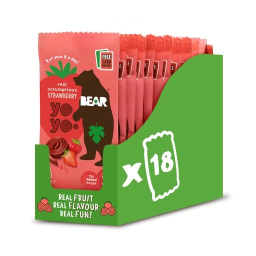 Bear Yoyo 100 Percent Fruit Rolls Strawberry 20 g (Pack of 18) - Medaid International