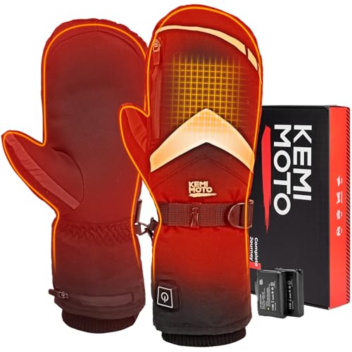 KEMIMOTO - Heated Gloves with 2500mAh Battery, 3 Heating Levels for Skiing & Fishing