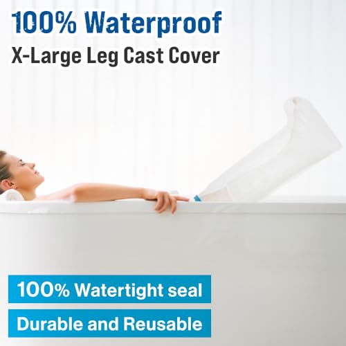 Japard - Watertight Full Leg Cast Cover for Shower, Extra Long 40" + 19.6"