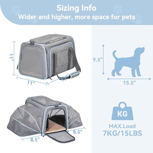 Petsfit - Expandable Cat & Dog Carrier, Airline Approved, Soft-Sided, Washable