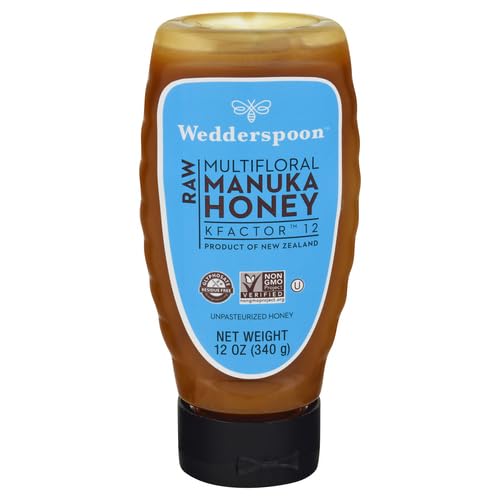 Wedderspoon Raw Premium Manuka Honey, KFactor 12, 12 Oz, Unpasteurized, Genuine New Zealand Honey, Non-GMO Superfood, Traceable from Our Hives to Your Home, Convenient Squeeze Bottle - Medaid International