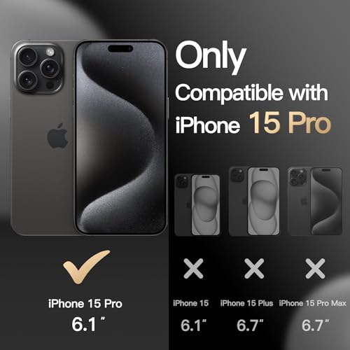 JETech - Heavy Duty Dual-Layer Case for iPhone 15 Pro, Shockproof Protection, Matte Back