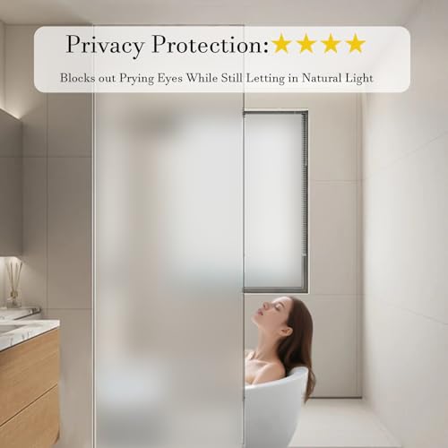 Window Privacy Film Frosted Static Film for Glass Windows Cover, Suncatcher Window Cling Tint Sticker for Home Bathroom Office Decor, Non-Adhesive No-Glue Easy Installation, 11.8 x 39.3 inches - Medaid International