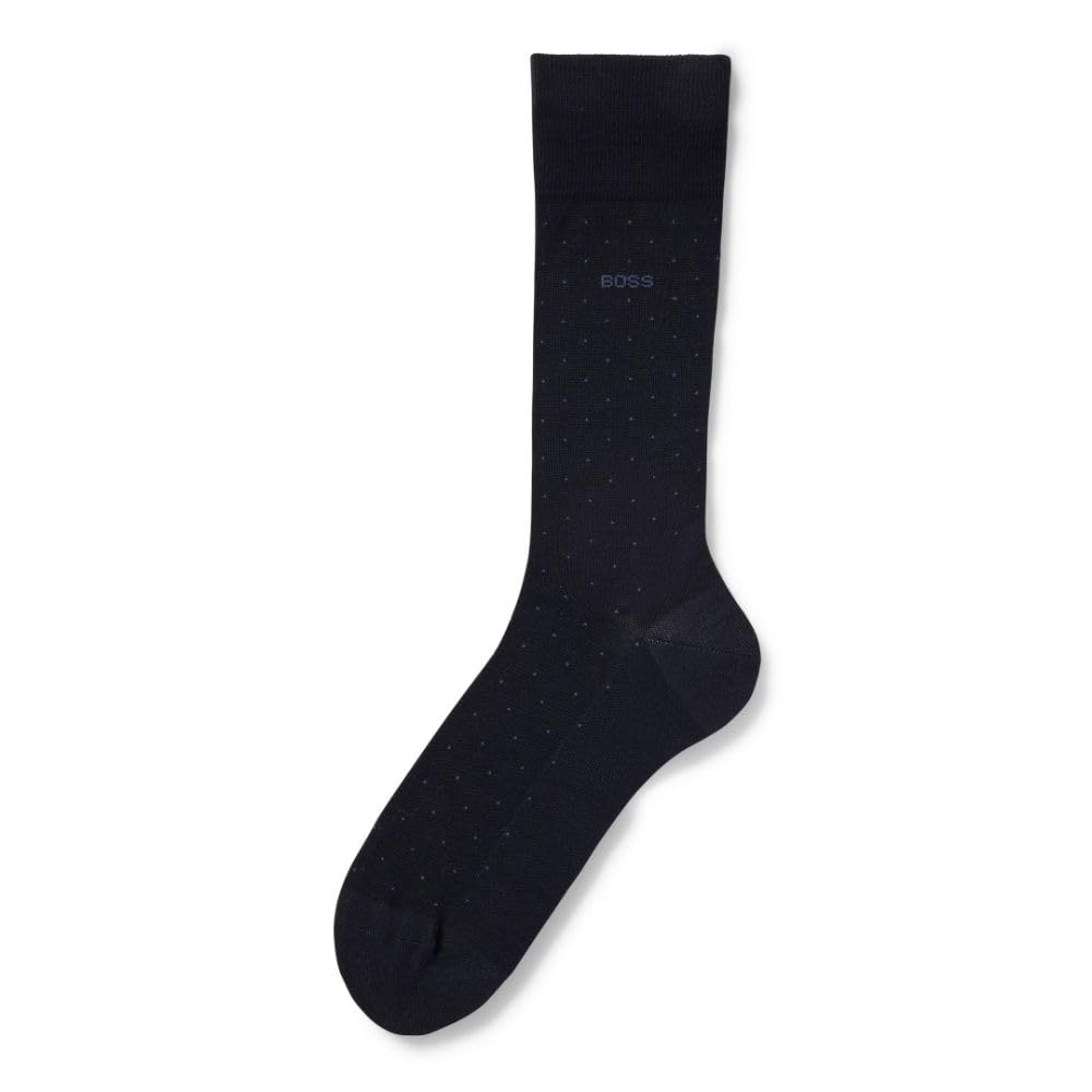 BOSS HUGO Men's George mercerized cotton pin dot dress sock Sockshosiery, navy blue, 7-13 - Medaid International