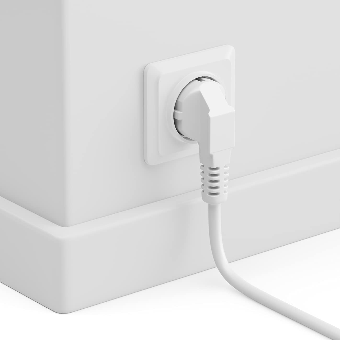 deleyCON 10m Câble d'alimentation Contact de Protection Fiche Type F (CEE 7/4) 90° Coudée au Connecteur d'alimentation C13 Femelle 90° Coudée à Droite pour PC Moniteur Ordinateur Beamer - Blanc - Medaid International