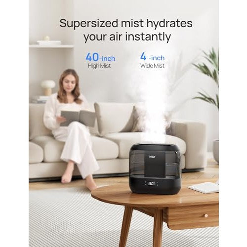 Dreo Smart Humidifiers for Bedroom, Top Fill 4L Supersized Humidifier Large Room with 28 dB, 36H Runtime, Touch/APP/Voice Control, Nightlight, Cool Mist Humidifiers for Baby, Plants, Indoor, Black - Medaid International