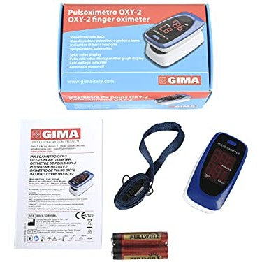 Gima - Portable OXY-2 Finger Pulse Meter with LED Display & Visual Alarms