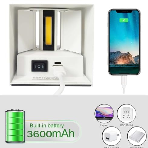 Senfay - 2 Pack LED Battery Wall Light with Motion Sensor & USB Rechargeable