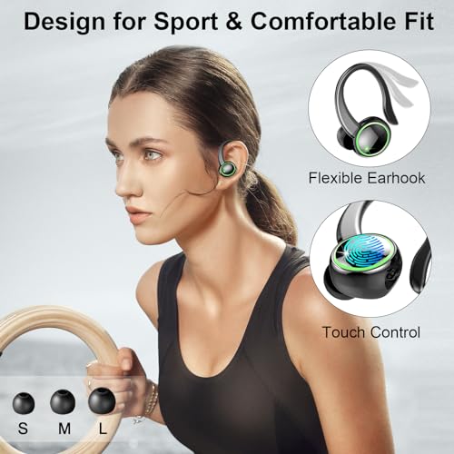 Matast Brand - Wireless Sports Earbuds Bluetooth 5.4, 50-Hour Playback, 4 ENC Noise-Canceling Mics, Deep Bass, Ear Hooks
