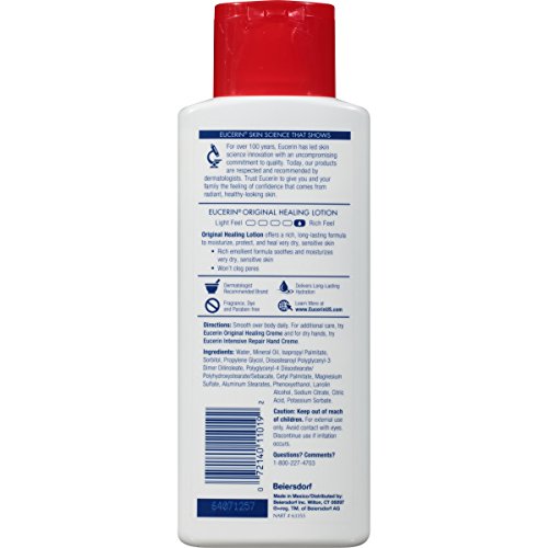 Eucerin Original Healing Lotion - Fragrance Free, Rich Lotion for Extremely Dry Skin - 8.4 fl. oz. Bottle (Pack of 3) - Medaid International