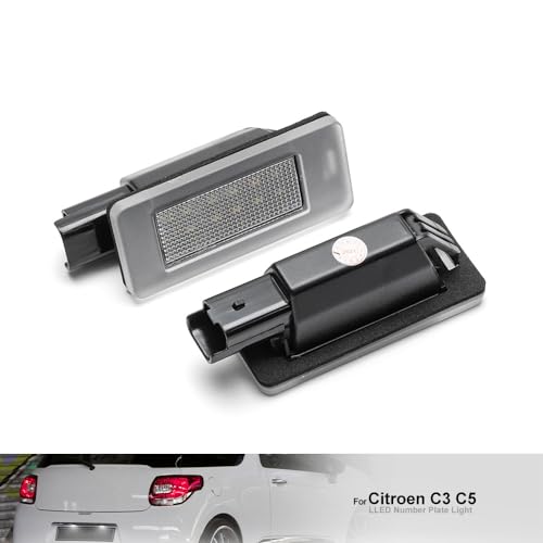 Nslumo - 2PC LED License Plate Light for Citroën & Peugeot Models, Bright Illumination, Easy Installation, Durable Design