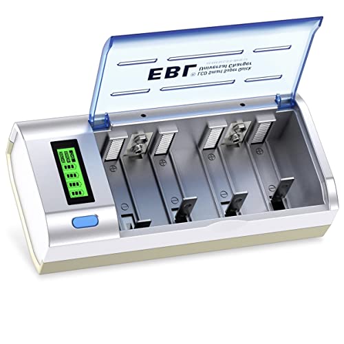 Ebl - Universal Battery Charger with LCD Display, Discharge Function, for AA, AAA, C, D, 9V Rechargeable Batteries