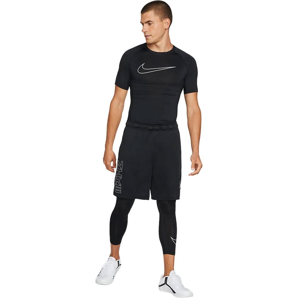 Nike Pro Dri-FIT Men's Tight Fit Short-Sleeve Top (as1, Alpha, s, Regular, Regular, Black/White) - Medaid International