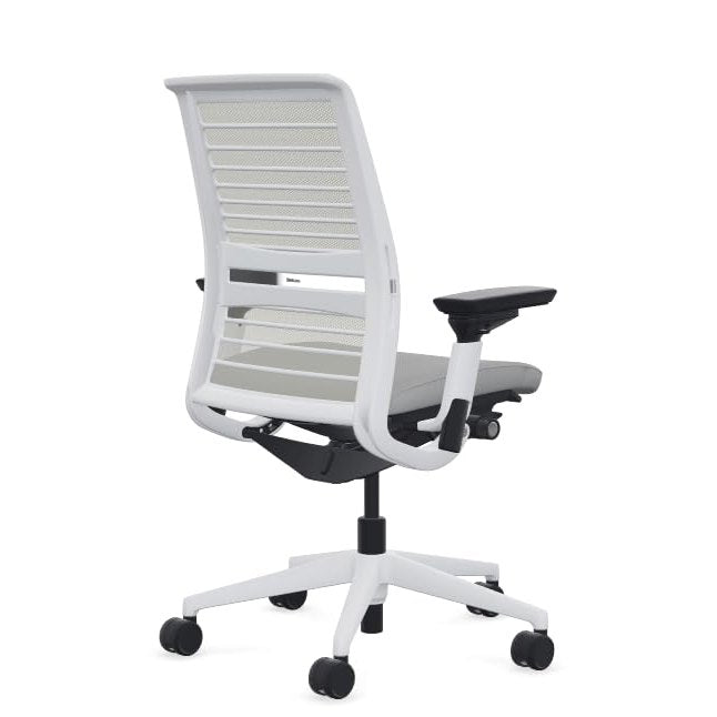 Steelcase Think Office Chair - Ergonomic Work Chair - Lumbar Support - 4D Arms - Seagull Frame with 3D Knit Back - Nickel Fabric with Wheels for Carpet Flooring - Medaid International