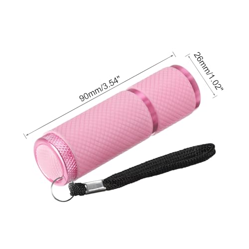 Patikil - Mini Aluminum Glow in Dark Flashlight with 9 LEDs & Strap, Pink