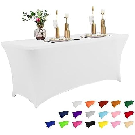 2 Pack 6FT Table Cloth for Rectangular Fitted Events Stretch Black Table Covers Washable Table Cover Spandex Tablecloth Table Protector for Party, Wedding, Cocktail, Banquet, Festival - Medaid - Lebanon