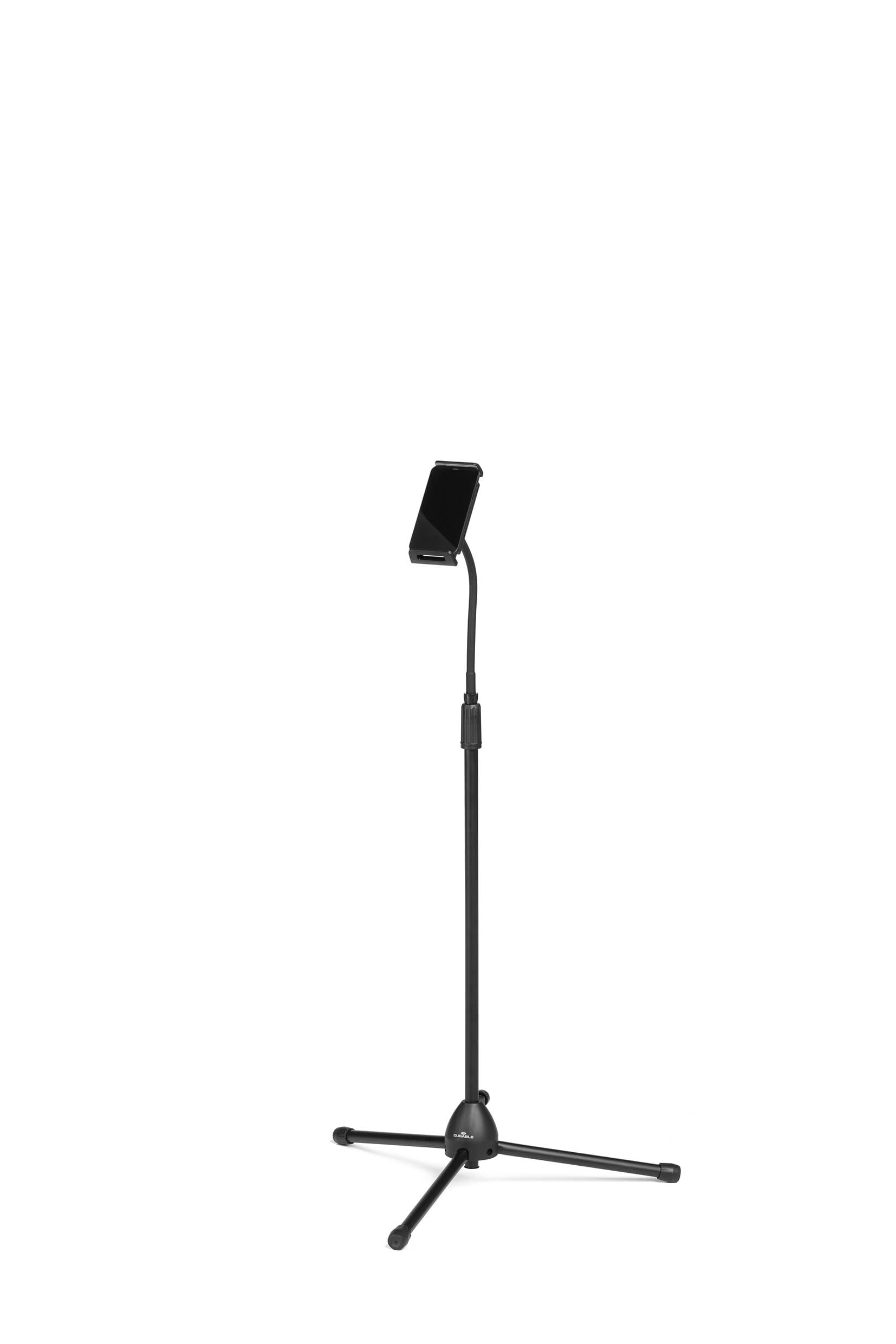 Durable Twist Tablet & Smartphone Table or Floor Stand - Gooseneck 360 Degrees Swivel Mount with Adjustable Height - Compatible with iPhone, Android, iPad, Tablet - Black Tablet & Smartphone Holder - Medaid International