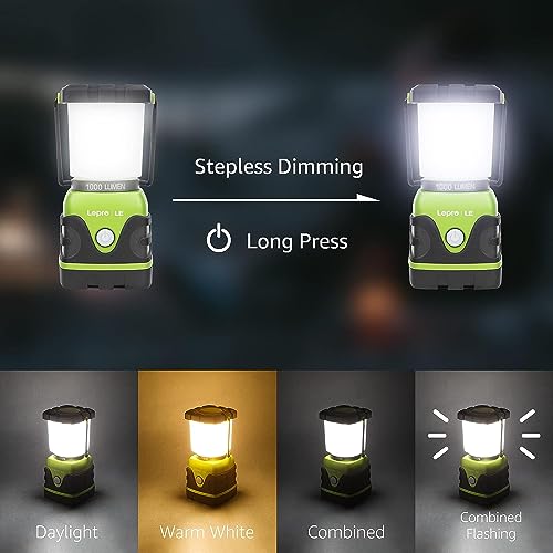 LE - 1000LM Waterproof Battery Powered LED Camping Lantern with 4 Light Modes