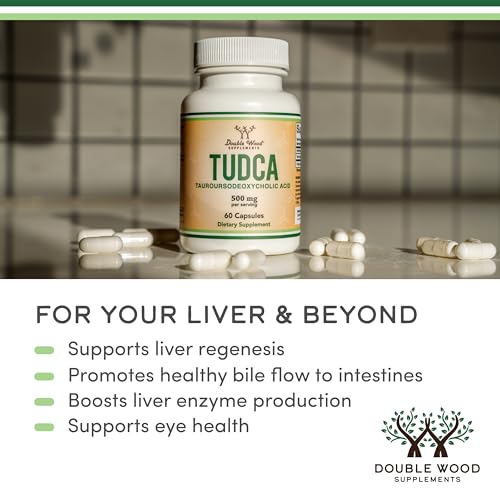 TUDCA Bile Salts Liver Support Supplement, 500mg Servings, Liver and Gallbladder Cleanse Supplement (60 Capsules, 250mg) Genuine Bile Acid TUDCA with Strong Bitter Taste by Double Wood - Medaid International