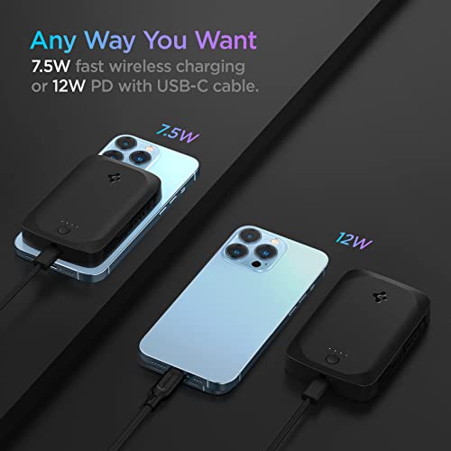 Spigen - 5000mAh Magnetic Battery Pack for iPhone 15/14/13/12, USB-C Included