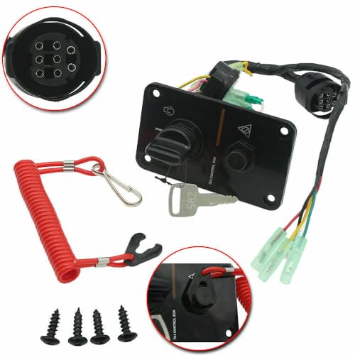 Powerob Tec - Outboard Single Engine Key Switch Panel Assembly for Yamaha, 12V, OEM 704-82580-08, Durable Design, Easy Installation