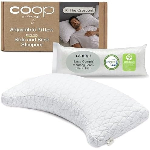 Coop Home Goods Original Cut-Out Adjustable Pillow, Queen Size Bed Pillows for Neck & Head Support, Memory Foam Pillows - Medium Firm for Side Sleeper, CertiPUR-US/GREENGUARD Gold - Medaid International