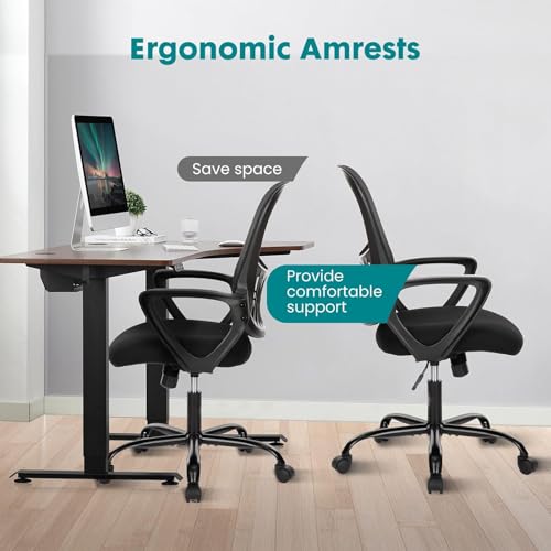 SMUG Home Office Computer Desk Chair - Ergonomic Mid-Back Mesh Swivel Rolling Work with Wheels, Comfy Lumbar Support and Armrest, for Bedroom, Study, Dorm, Student, Adults - Medaid International