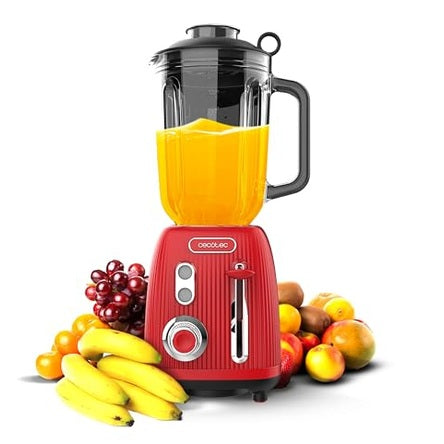 Cecotec - Retro Blender Power 1200W, 2 Speed, 1.5L Container, Black Titanium Blades