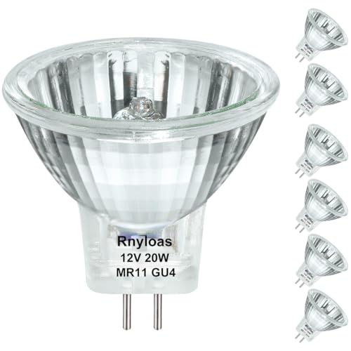 Rnyloas - GU4 Halogen 20W MR11 Bulbs, 6 Pack, Dimmable, Warm White 2800K