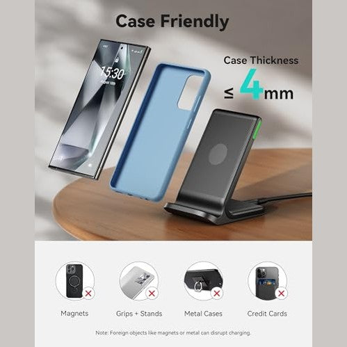 INIU - 15W Fast Qi Wireless Charger with Sleep-Friendly Light, Compatible with iPhone & Samsung