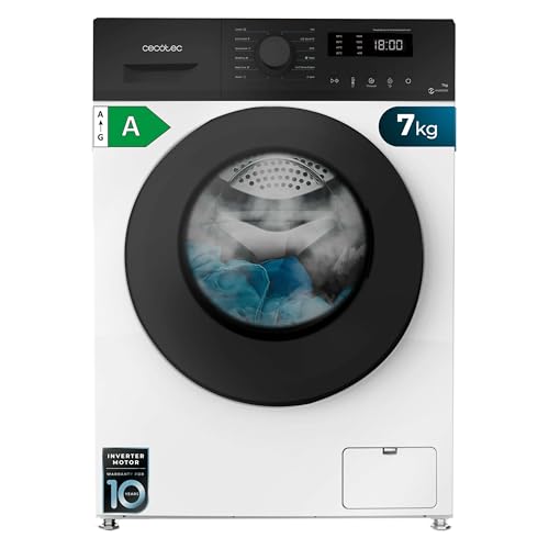 Cecotec - 7 kg Front Load Washing Machine with Inverter Motor, 1400 RPM, 12 Programs