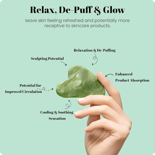 ROSELYNBOUTIQUE Gua Sha Facial Tools & Face Roller for Lift Wrinkless Natural Skincare Tool Jade Roller Guasha Tool for Face (Green) - Medaid International