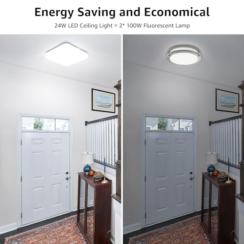 Lepro - 24W Super Bright Square LED Ceiling Light, Daylight White 5000K, IP44 Waterproof