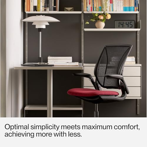 Humanscale World LM Poppy Seed Catena Mesh Ergonomic Office Chair for Desk with Blue Autumn Fabric Seat, Adjustable Simple Desk Chair, Gray Frame - Medaid International