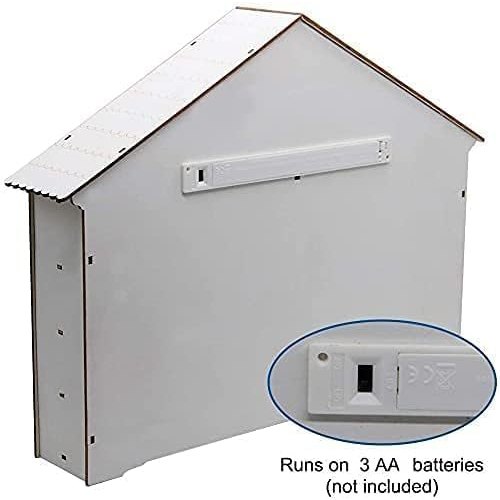 MorTime LED 24 Day Advent Calendar Decorated with Christmas Tree House and LED Lights, Lighted White Wooden Countdown to Christmas Calendar - Medaid International