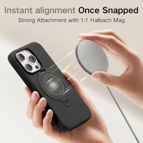 TORRAS 360° Spin Stand for iPhone 16 Pro Max Case, Fit for Magsafe, Mil-STD Protective Hard PC Scratch-Resistant Case for iPhone 16 Pro Max Phone Case with Kickstand, Ostand Spin, Onyx Black, 6.9 inch - Medaid International