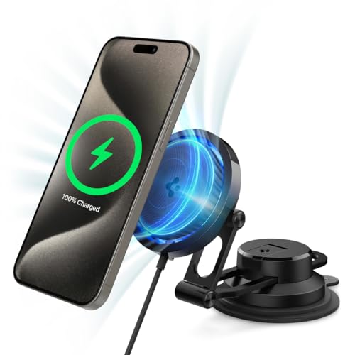 Spigen - MagSafe Car Mount Charger with Heat Dissipation & Noise Prevention for iPhone 15