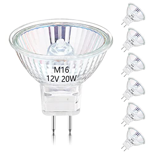 Figame - MR16 Halogen Light Bulbs, 20W 12V, Warm White 2700K, Dimmable, Pack of 6