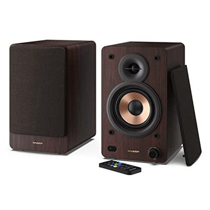 Sharp - 60W RMS Active Bookshelf Speakers with Bluetooth, USB & Optical Inputs