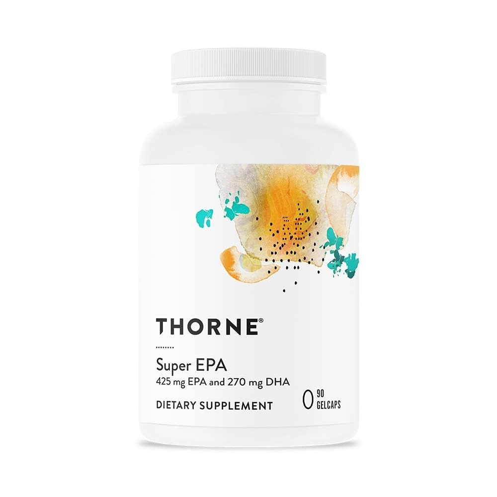 THORNE - Super EPA - Omega-3 Fatty Acids EPA 425mg & DHA 270mg Supplement - Support Brain, Cardiovascular, Joints & Skin* - Gluten, Dairy & Soy-Free - 90 Gelcaps - Medaid International