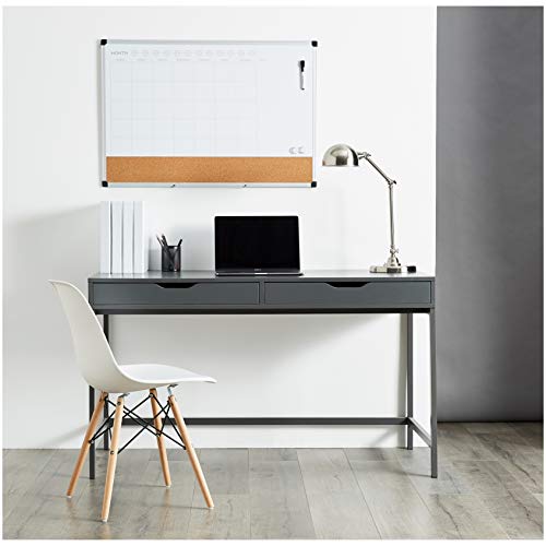 Amazon Basics 24" x 36" Monthly Whiteboard Calendar with Cork Board, Wall Mounted, Easy to Install, Silver Aluminum Frame - Medaid International