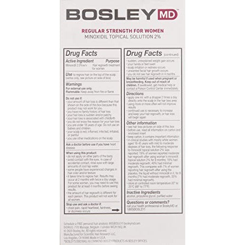 BosleyMD Hair Regrowth Treatment Regular Strength By for Women - 2 X 2 Oz Treatment, 2count - Medaid International