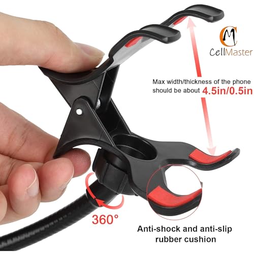 CELLMASTER Metal 360 Degree Flexible Portable Foldable -Lazy Stand Bracket Cell Phone Holder/Gooseneck Long Arm Clip Mobile Stand for Table Mobile Stand for Bed Office - Medaid International